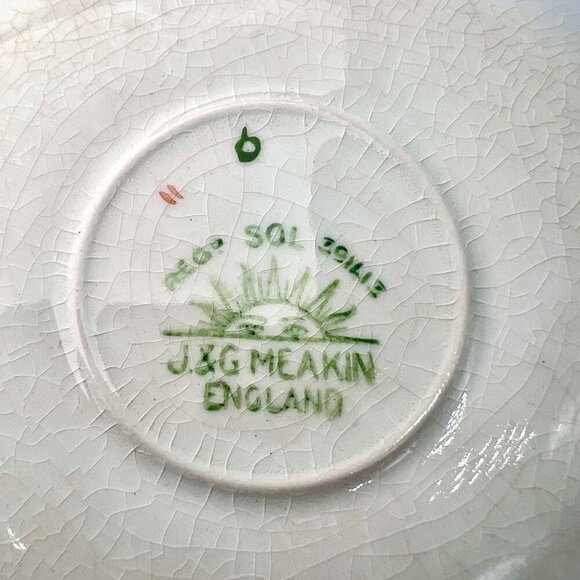 Vintage J&G Meakin England Blue & Gold Decorative Saucers Set Of 3 - Picture 3 of 11